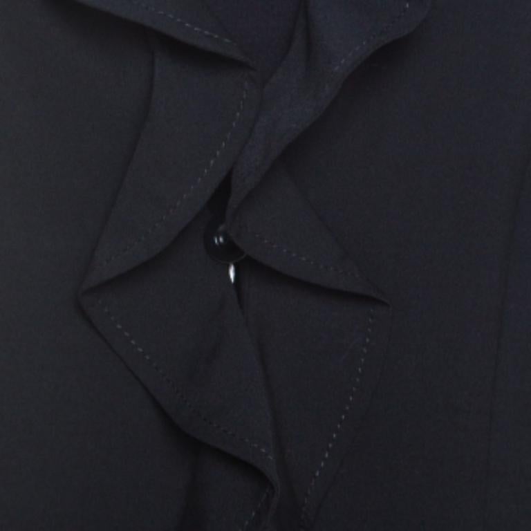 Escada Schwarze geraffte Jacke aus Wollkrepp mit Knopfleiste vorne, M im Angebot 3