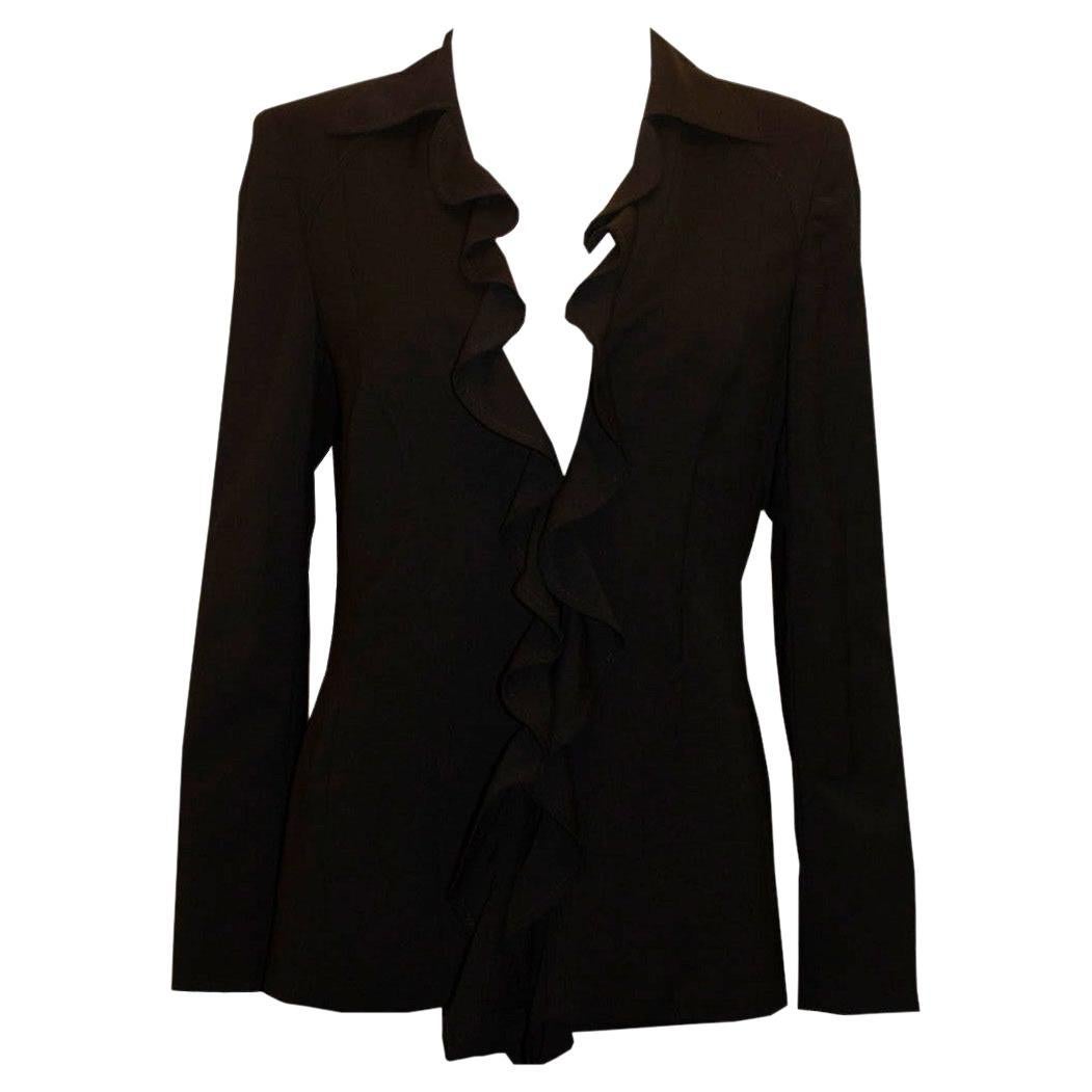 Escada Black Wool Evening Jacket with Frill Detail For Sale