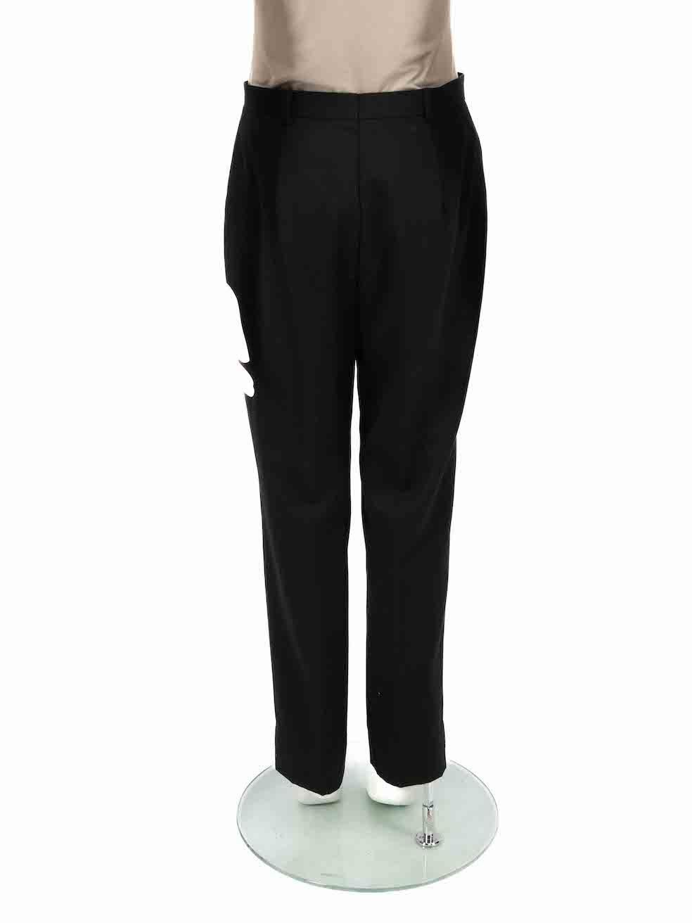 Escada Black Wool High Rise Straight Trousers Size M In Good Condition For Sale In London, GB