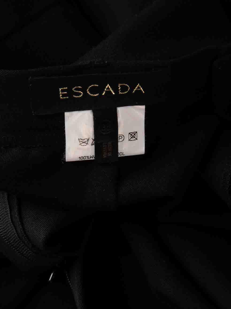 Women's Escada Black Wool High Rise Straight Trousers Size M For Sale
