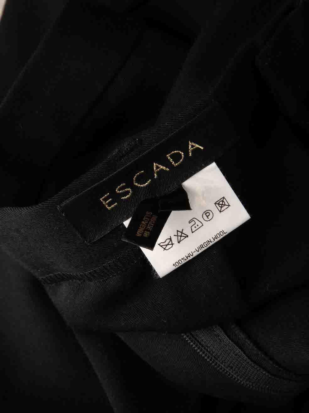 Escada Black Wool High Rise Straight Trousers Size M For Sale 1