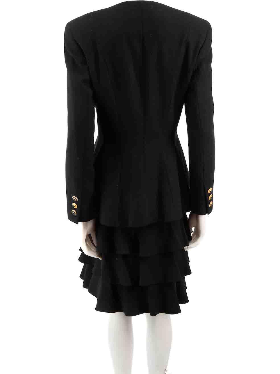 Escada Black Wool Jacket & Skirt Matching Set Size M In Good Condition For Sale In London, GB