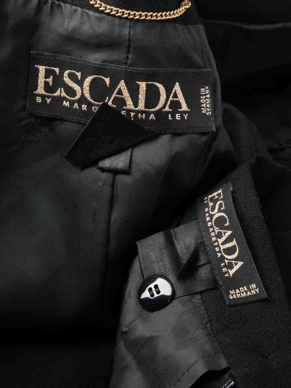 Escada Black Wool Jacket & Skirt Matching Set Size M For Sale 2