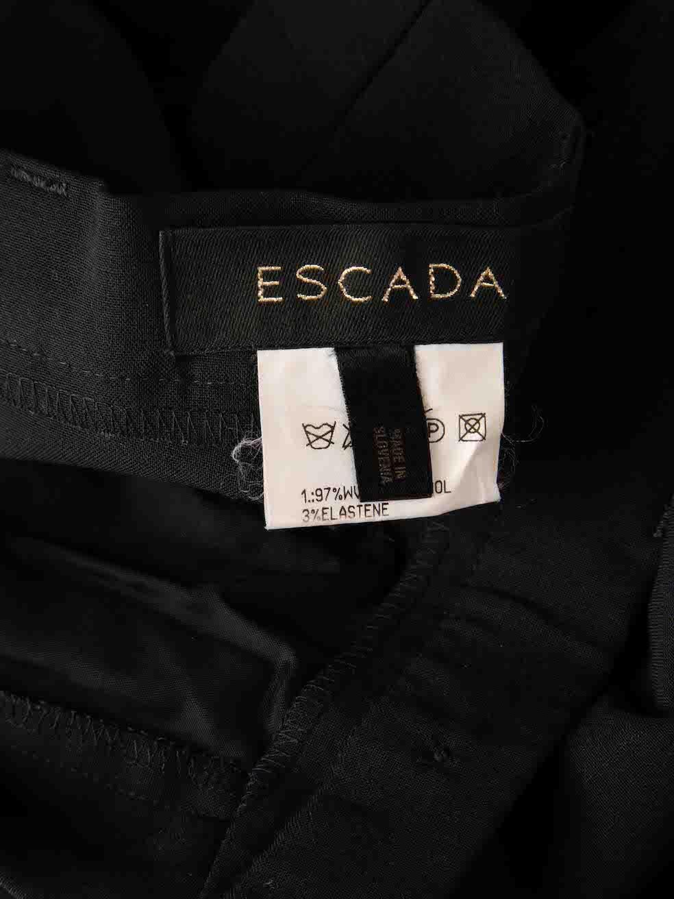 Women's Escada Black Wool Logo Charm Detail Trousers Size S For Sale