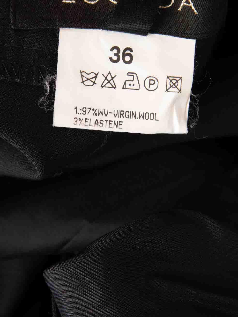 Escada Black Wool Logo Charm Detail Trousers Size S For Sale 1