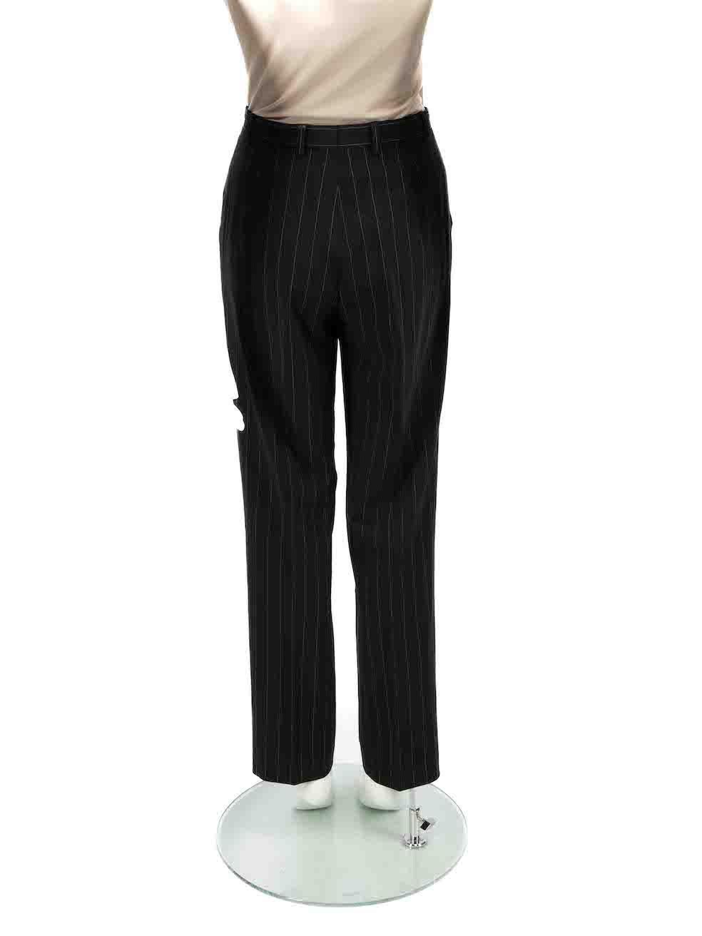 Escada Black Wool Pinstripe Straight Leg Trousers Size XS In Good Condition For Sale In London, GB
