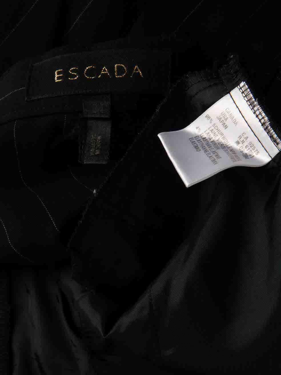Women's Escada Black Wool Pinstripe Straight Leg Trousers Size XS For Sale