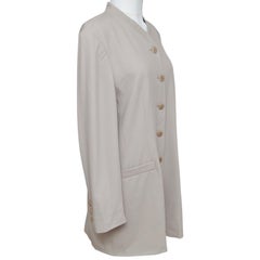 ESCADA Blazer Jacket Beige Long Sleeve Button Down Collarless Buttons M