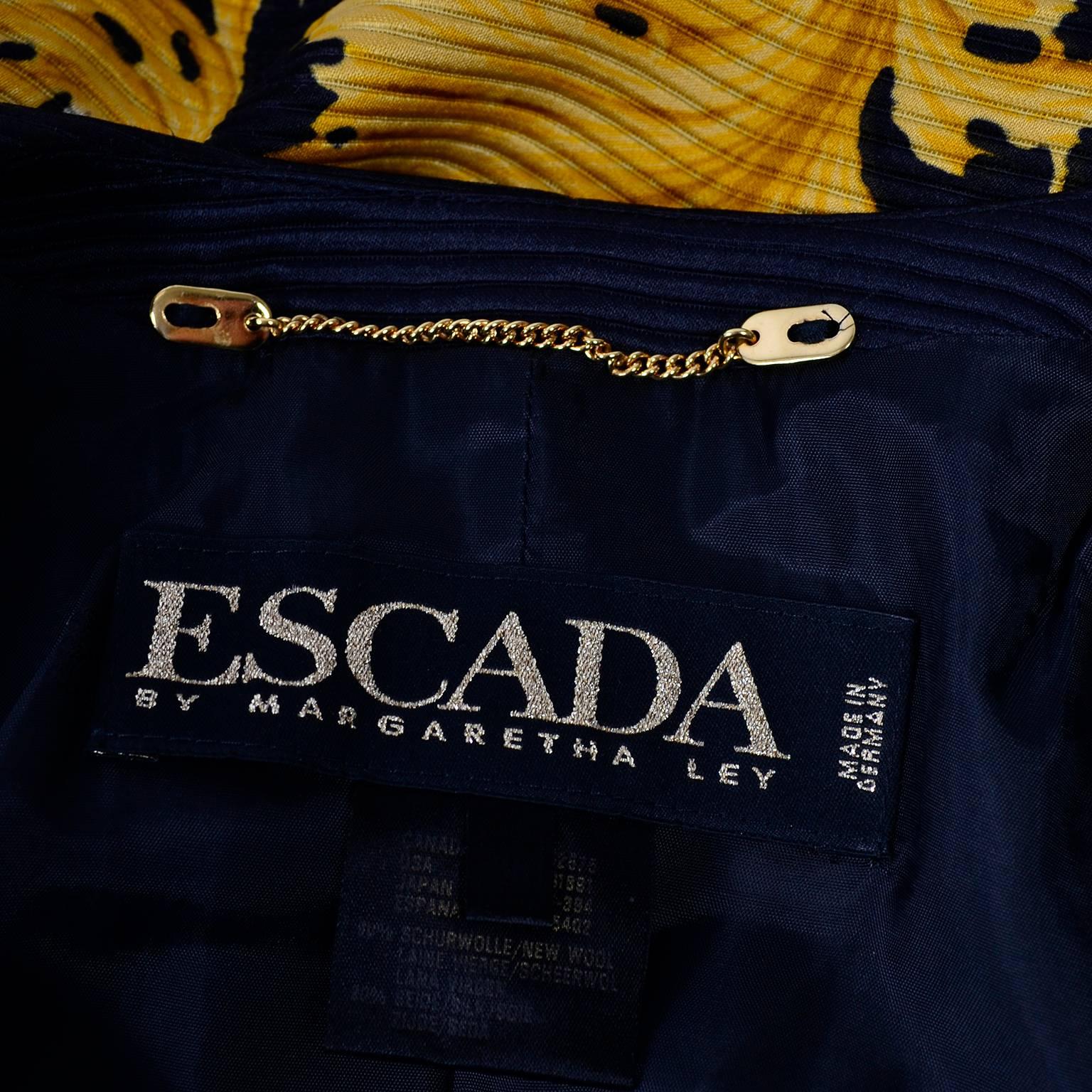 Escada Silk Blazer in Black & Gold Baroque Lion Animal Print by Margaretha Ley 4