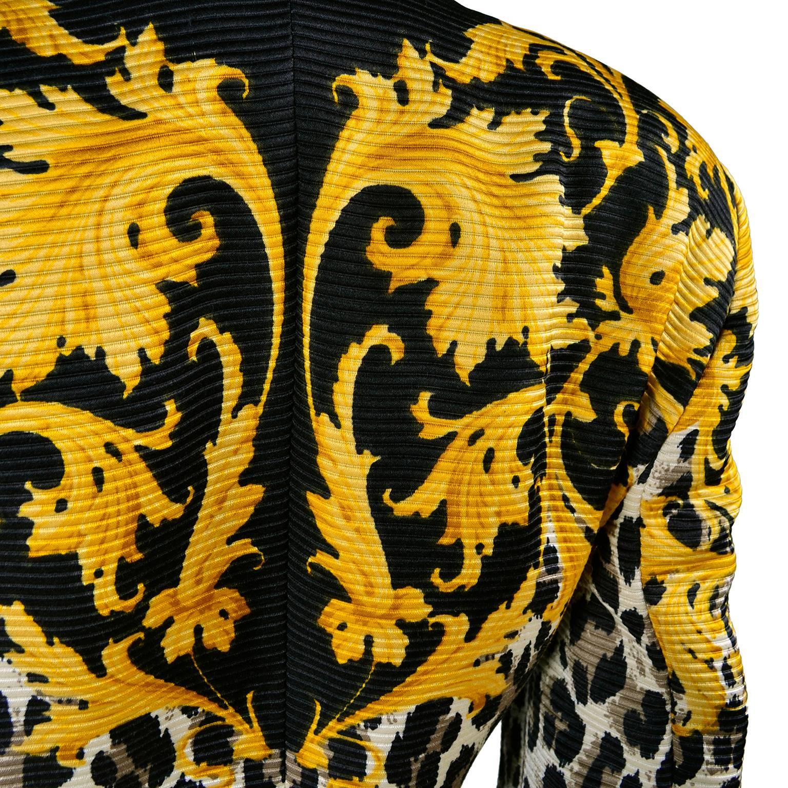 Women's Escada Silk Blazer in Black & Gold Baroque Lion Animal Print by Margaretha Ley
