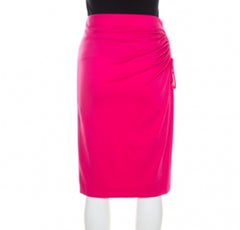Escada Blossom Pink Jersey Ruched Side Detail Skirt M