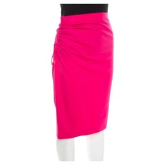 Escada Blossom Falda de punto rosa con detalle lateral fruncido M