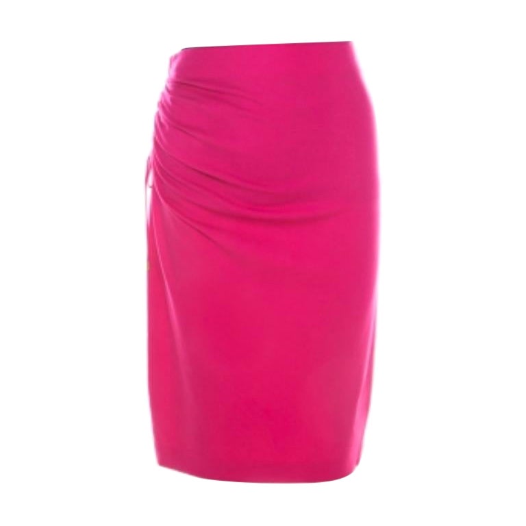 Escada Blossom Pink Knit Gathered Detail Relas Pencil Skirt L