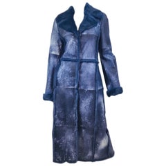 Used Escada Blue Lapin Long Maxi Coat