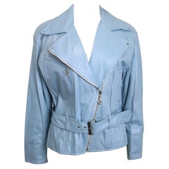 Escada Blauer Ledergürtel  Biker-Jacke