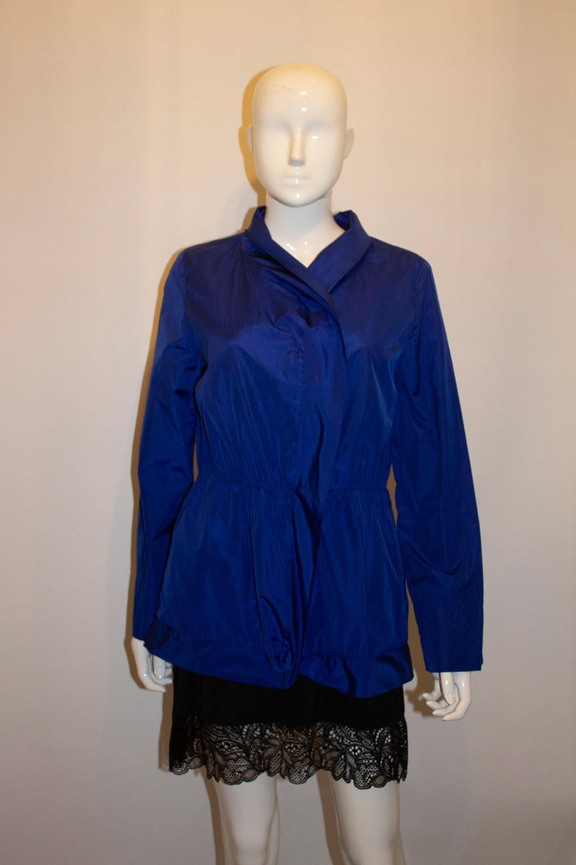 Escada Blue Silk Jacket In Good Condition For Sale In London, GB