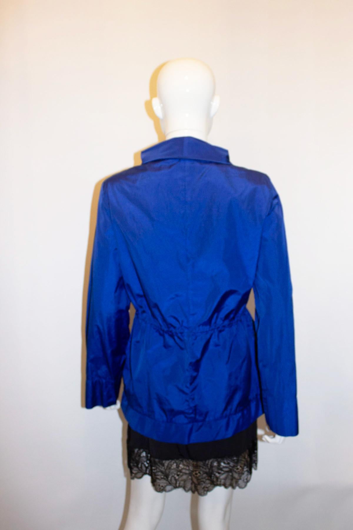 Escada Blue Silk Jacket For Sale 1