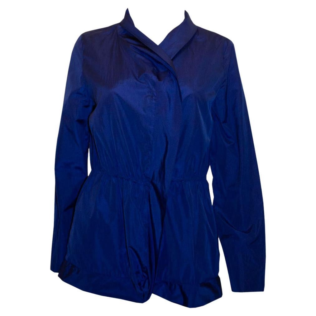 Escada Blue Silk Jacket For Sale