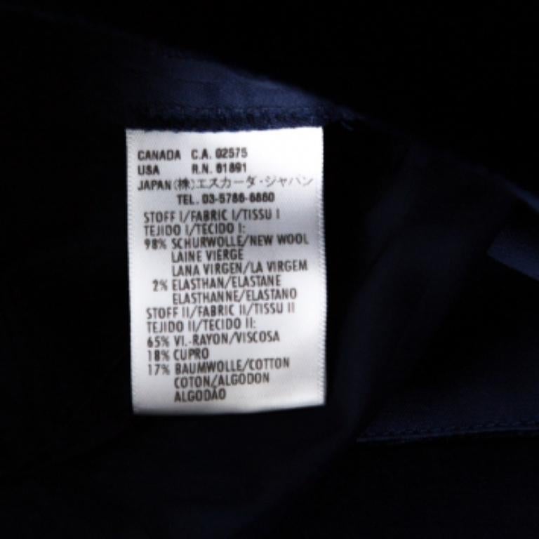 Donna Escada Pantaloni a vita alta in gabardina di lana elasticizzata blu con finiture in velluto M. I. in vendita
