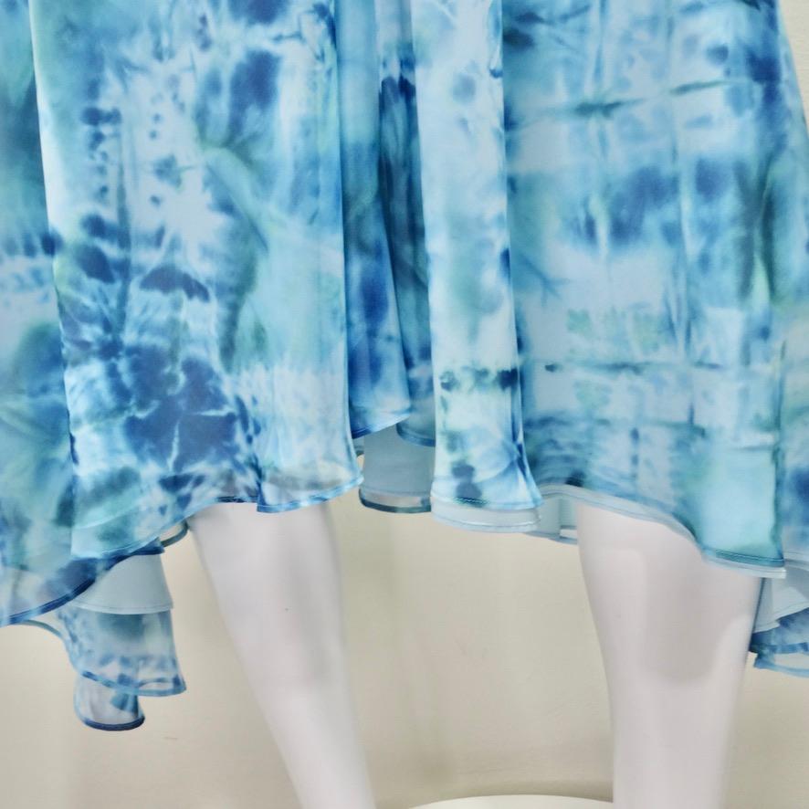 Escada - Robe soleil à bretelles - Bleu Tie Dye en vente 1