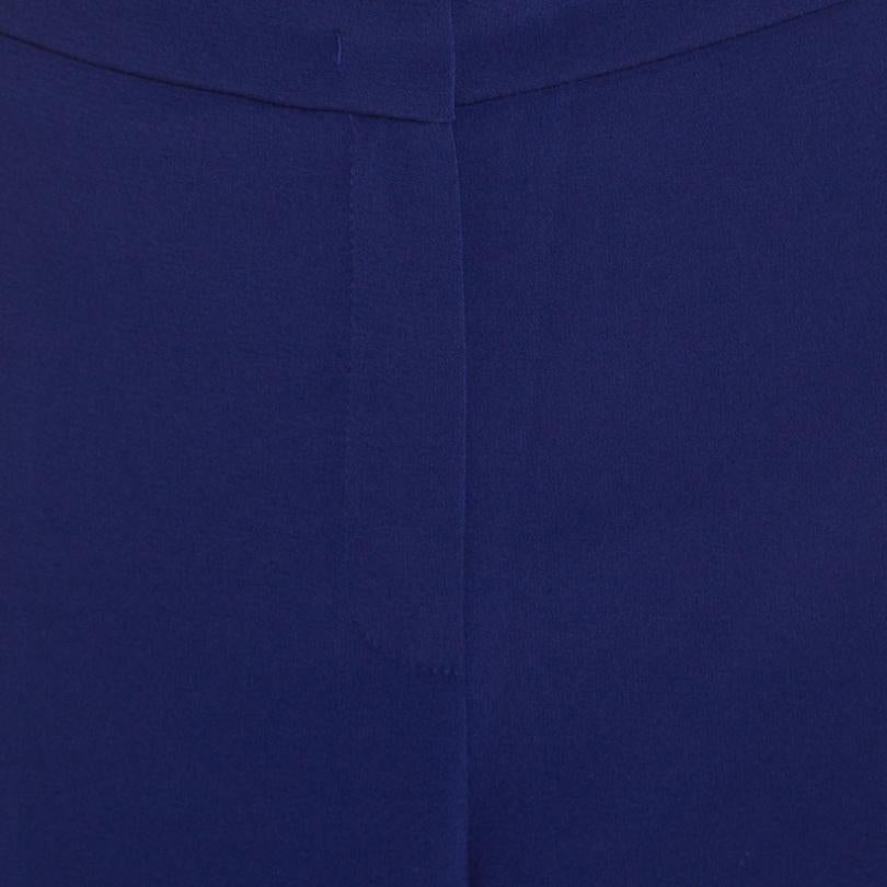 Escada Bluebell Blue Crepe High Waist Tovah Trousers M 1