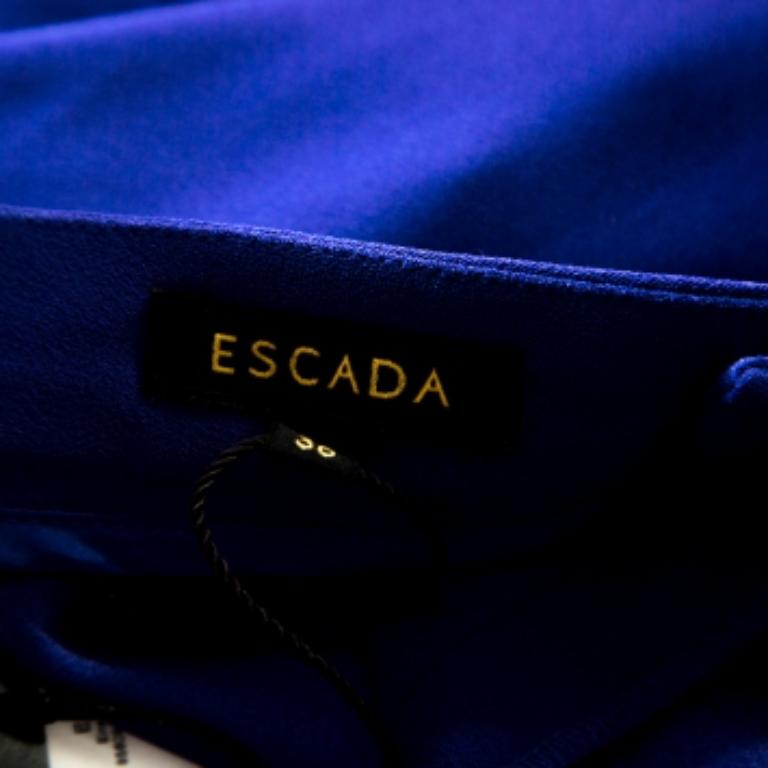 Escada Pantaloni Tovah a vita alta in crêpe blu di Escada M. I. in vendita 2