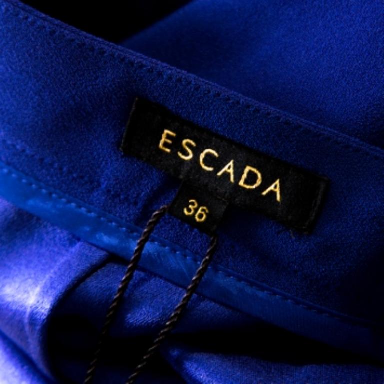 Escada Pantaloni Tovah a vita alta in crêpe blu di Escada M. I. in vendita 2
