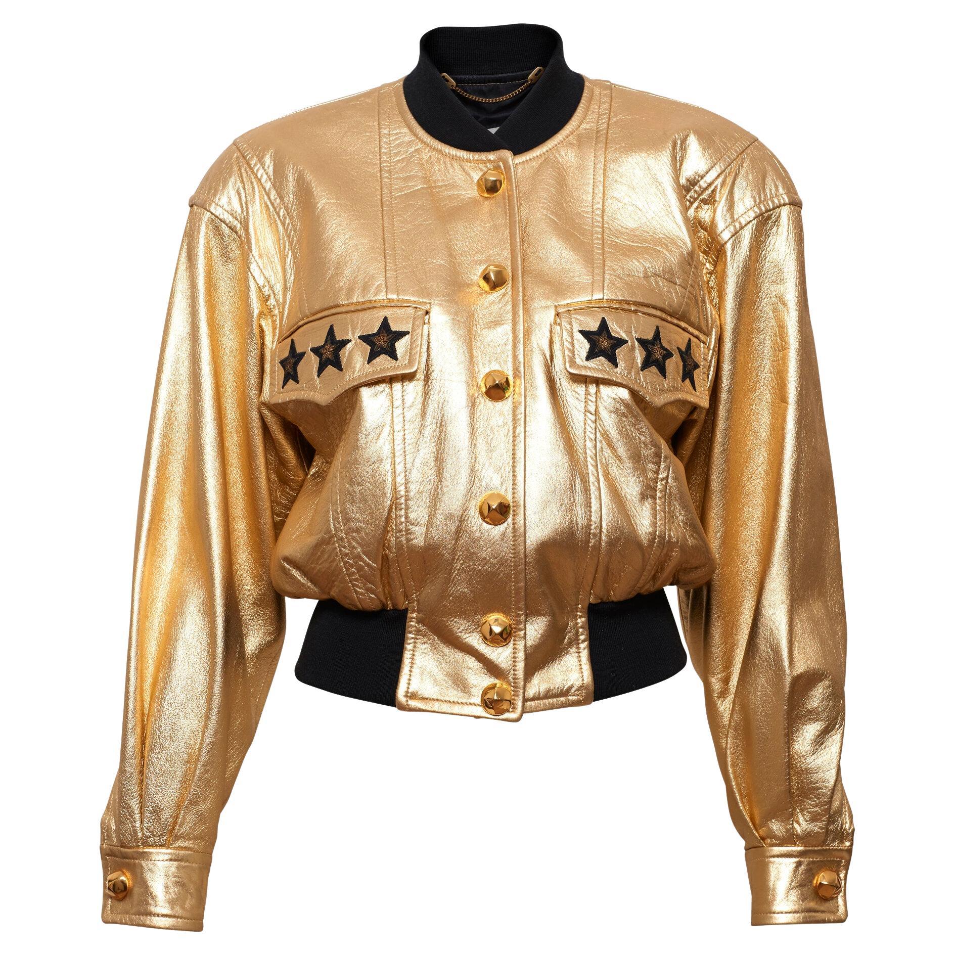 Escada Bomber Leather Jacket by Margaretha Ley Worn by Yasmeen Ghauri 1991 For Sale