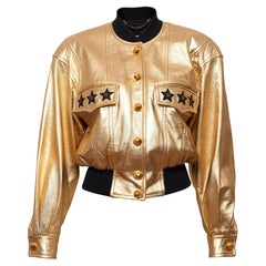 Escada Bomber Leather Jacket by Margaretha Ley Worn by Yasmeen Ghauri 1991