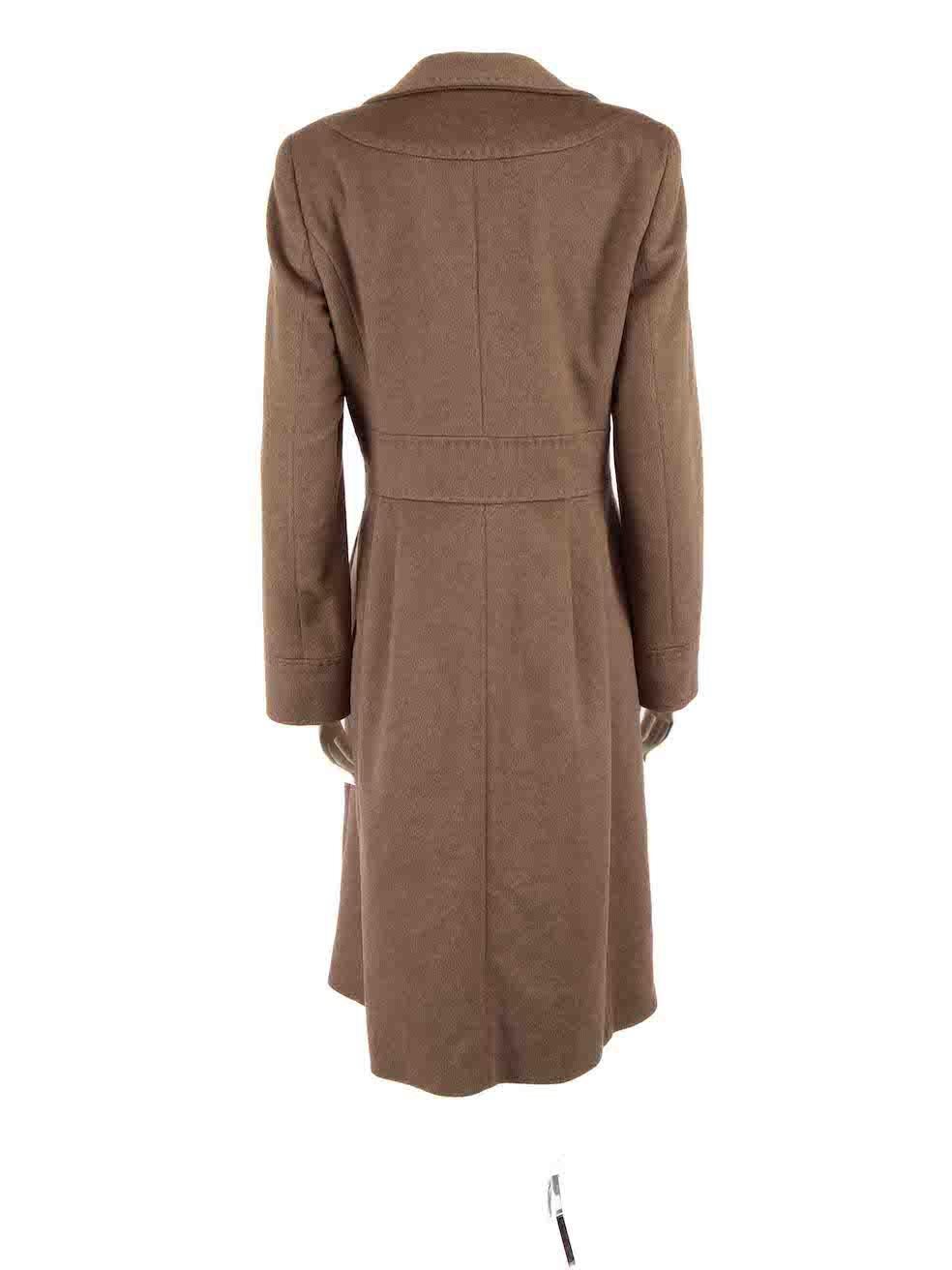 Escada Brown Angora Wool Long Coat Size M In Good Condition For Sale In London, GB