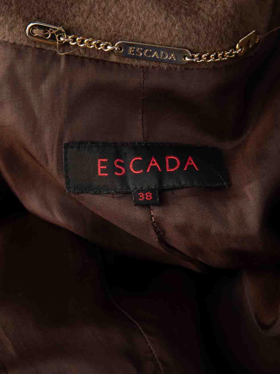 Escada Brown Angora Wool Long Coat Size M For Sale 3