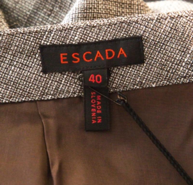 Escada Brown Pantalon large en lin et laine tressés XL Pour femmes en vente