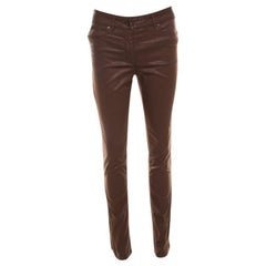 Escada Brown Coated Stretch Denim Straight Leg Jeans S