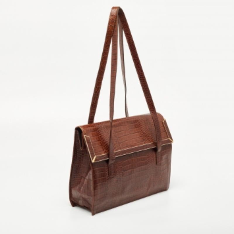 Tote in pelle marrone goffrata di Escada in vendita 1