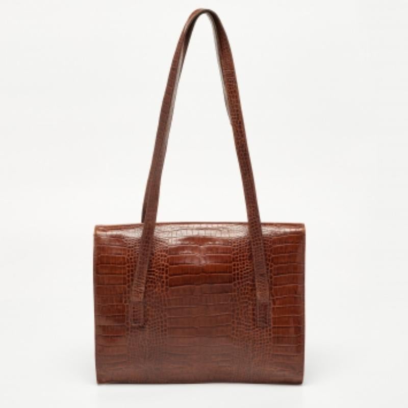 Tote in pelle marrone goffrata di Escada in vendita 2