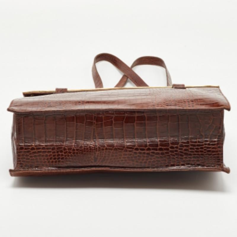Tote in pelle marrone goffrata di Escada in vendita 3