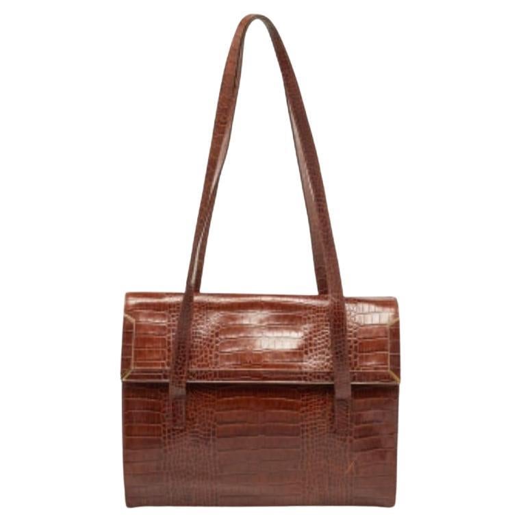 Tote in pelle marrone goffrata di Escada in vendita