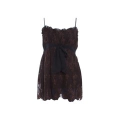 Escada Brown Floral Cotton Lace Babydoll Top L