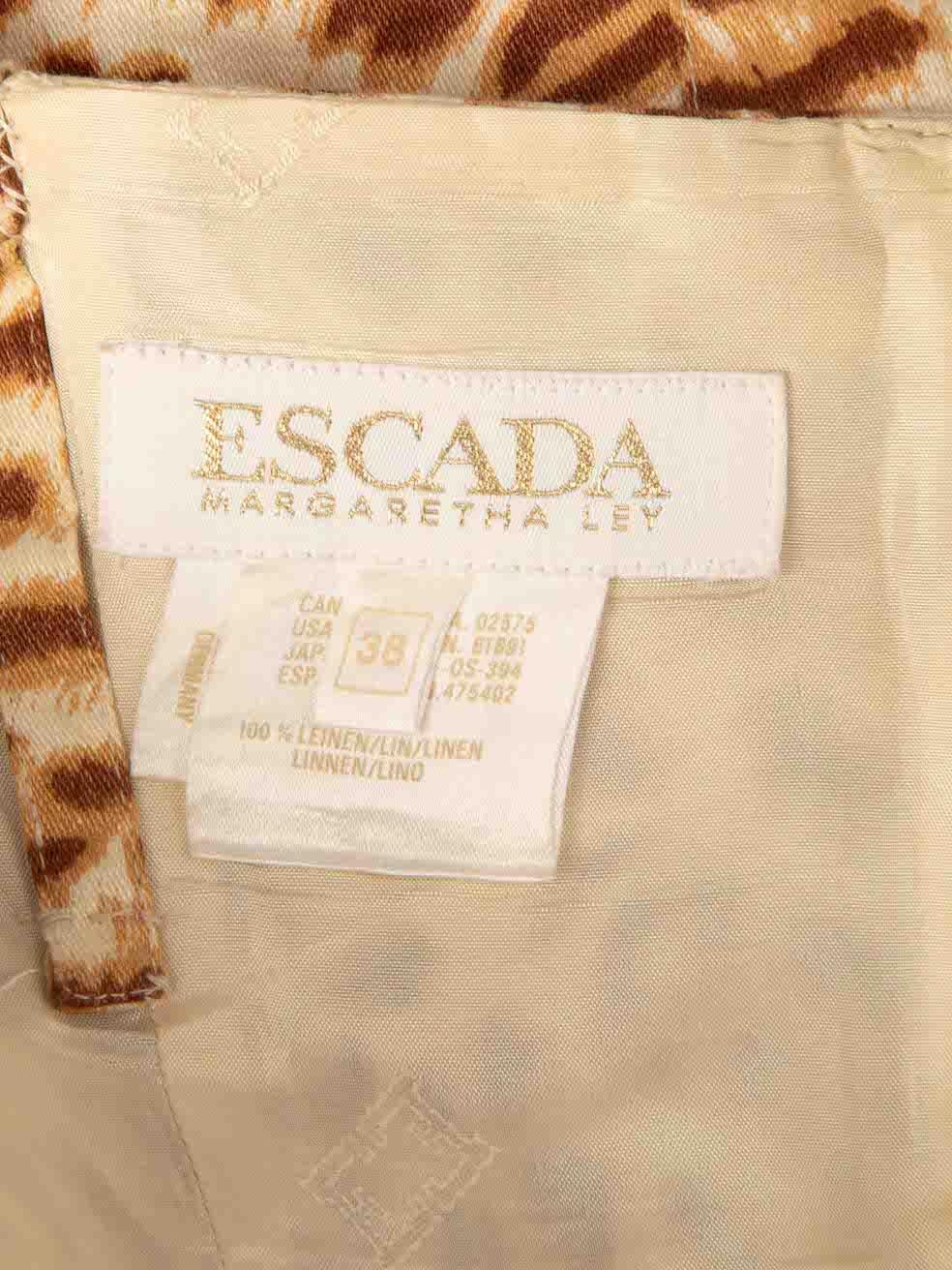 Escada Brown Knee Length Leopard Print Dress Size M For Sale 4