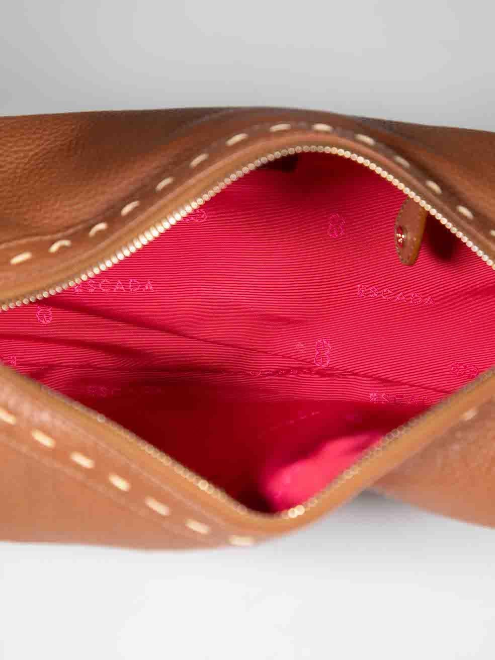 Escada Brown Leather Buckle Strap Shoulder Bag For Sale 1