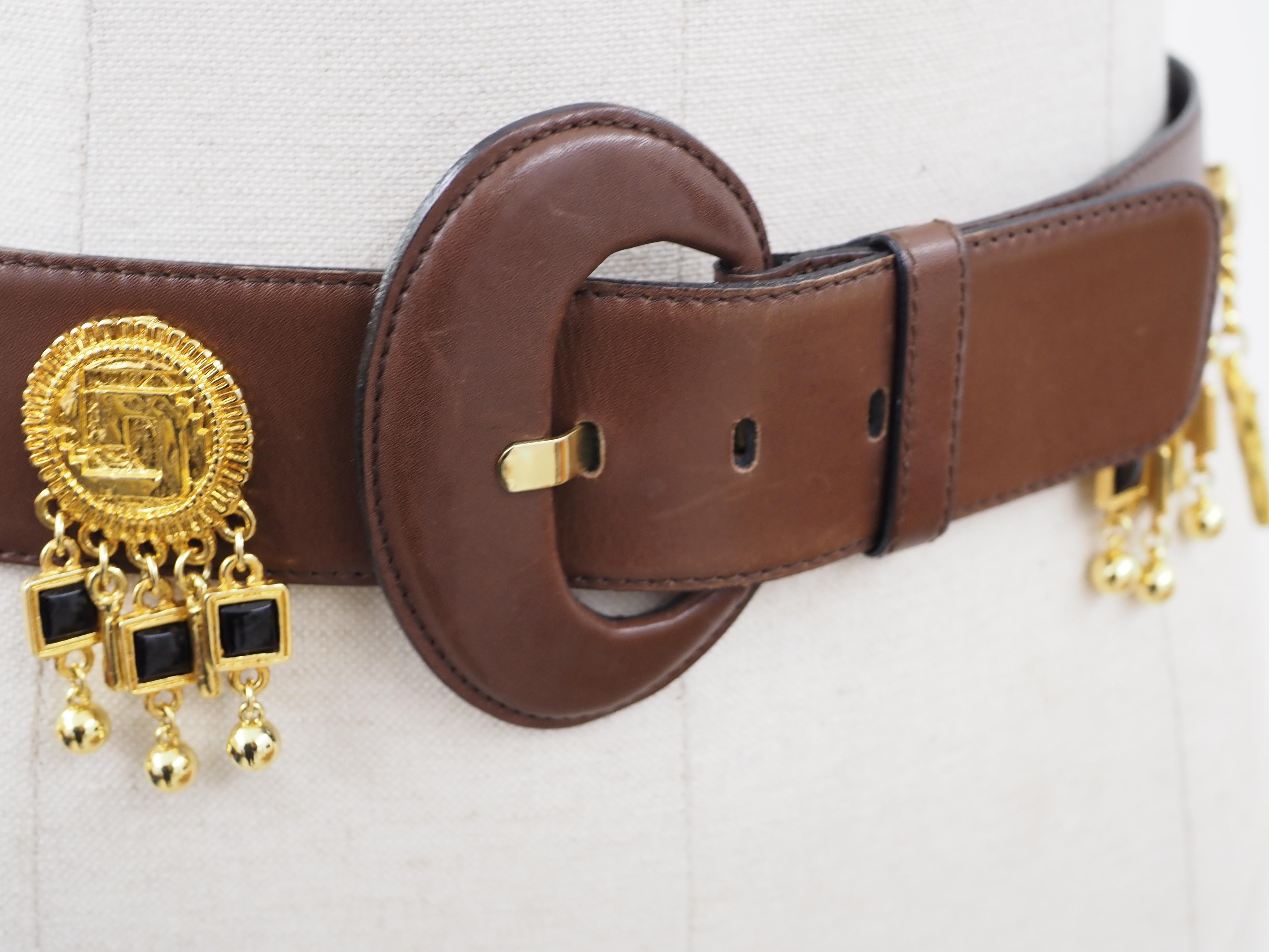Escada brown leather gold hardware belt  For Sale 7