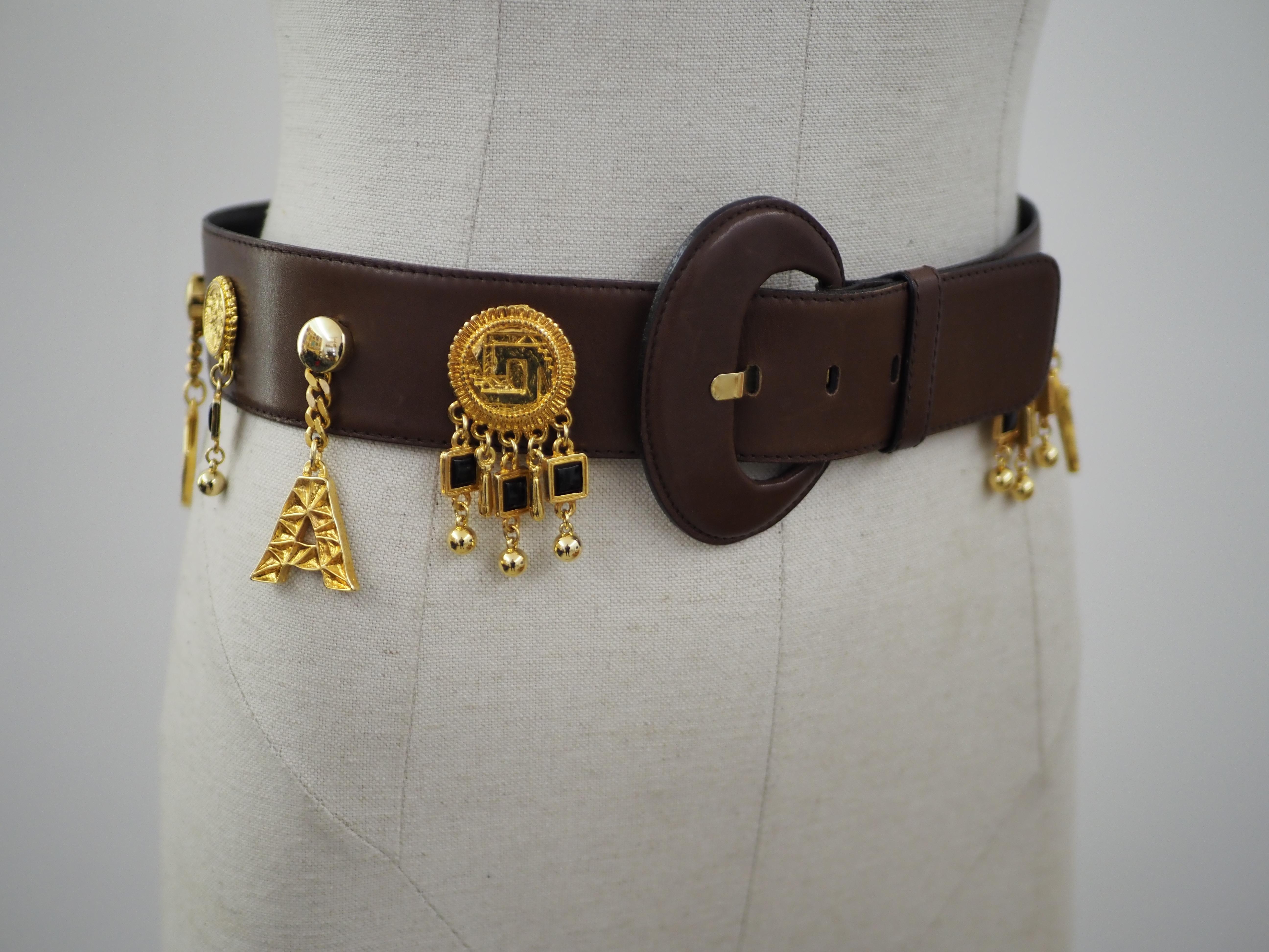 Escada brown leather gold hardware belt  For Sale 5