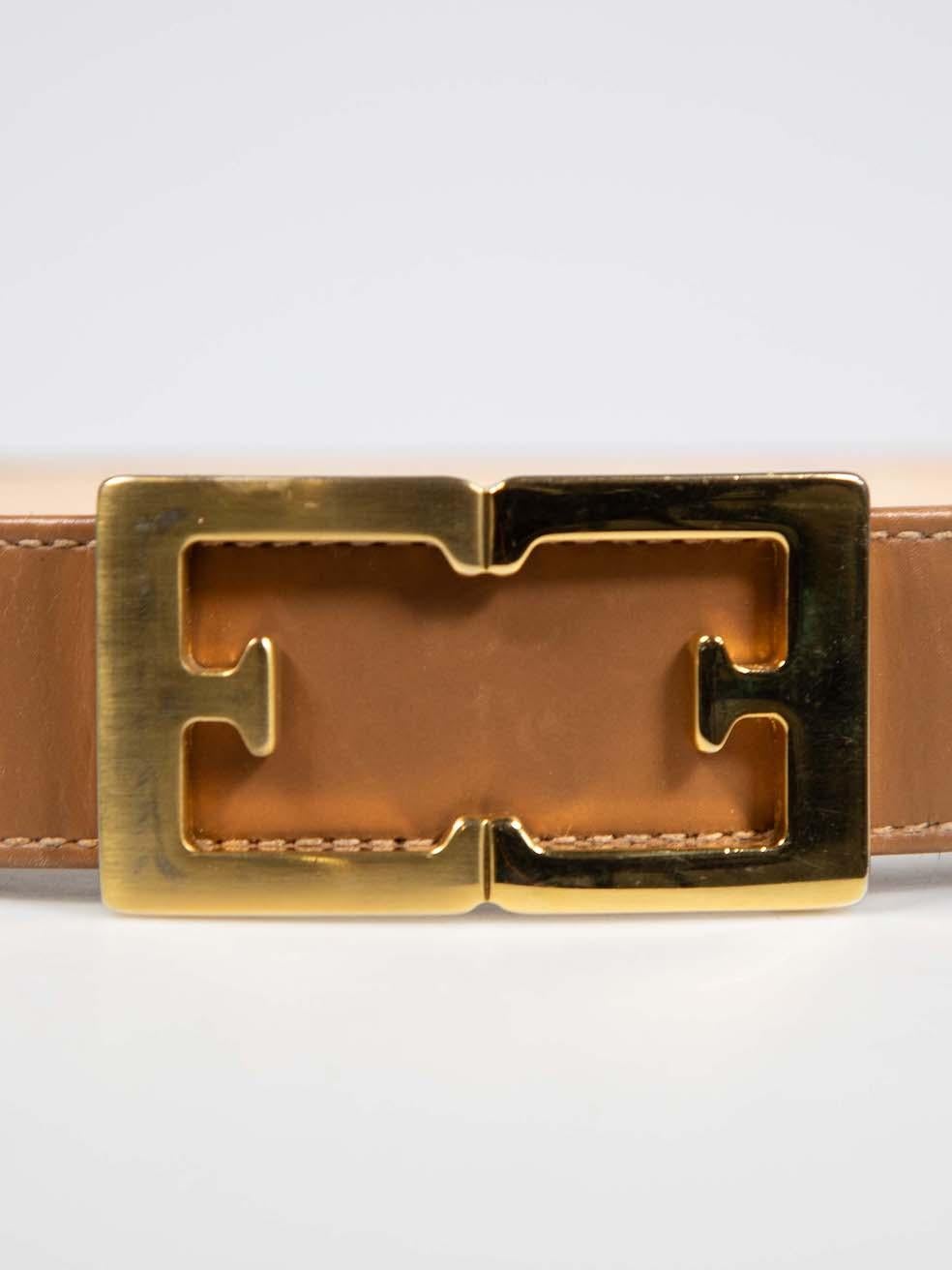Women's Escada Brown Leather Logo Buckle Belt For Sale