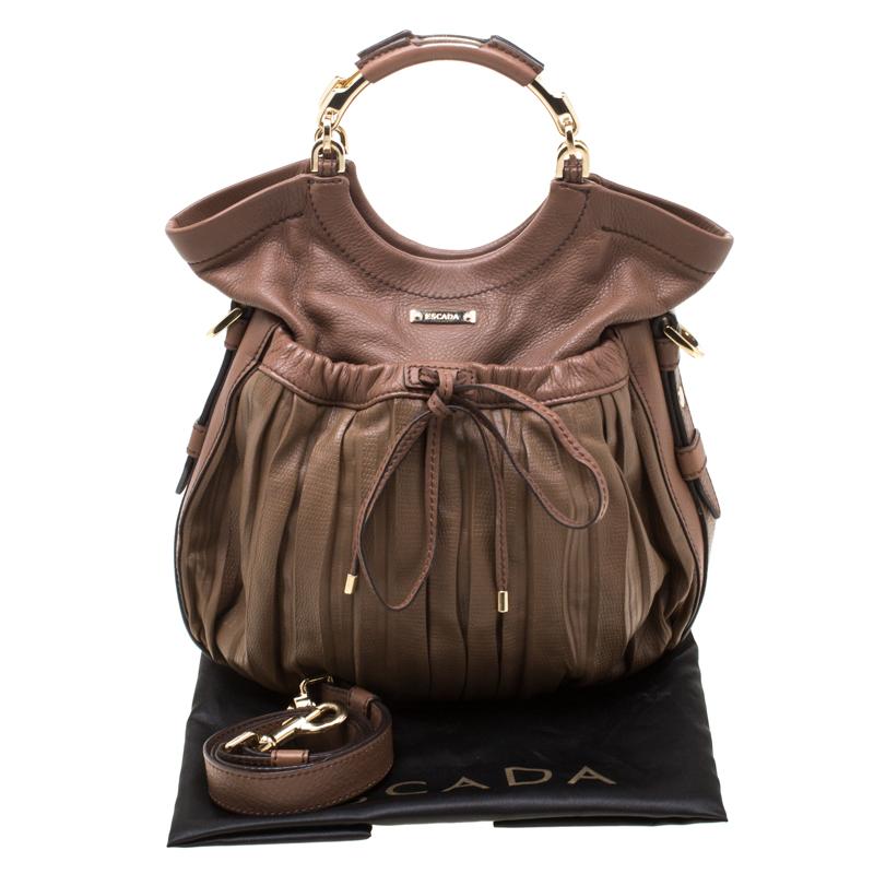 Escada Brown Pleated Leather Hobo 6