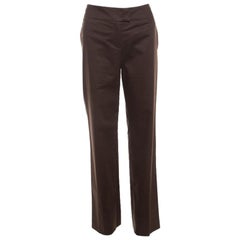 Escada Brown Stretch Cotton High Waist Straight leg Trousers M