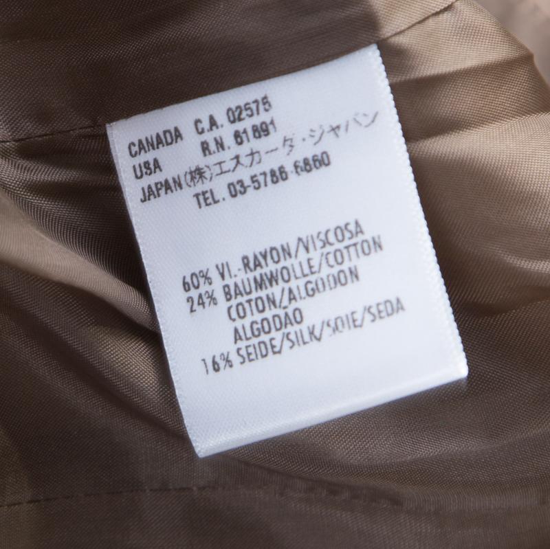 Escada Brown Textured Cotton and Silk Blend Tailored Pant Suit M In Excellent Condition In Dubai, Al Qouz 2