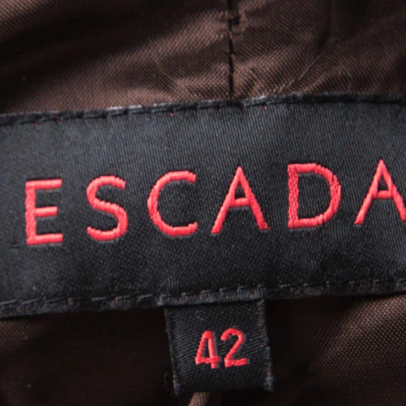 Escada Brown Velvet Top Stitch Detail Blazer M For Sale 1