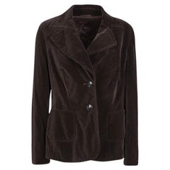 Escada Brown Velvet Top Stitch Detail Blazer M