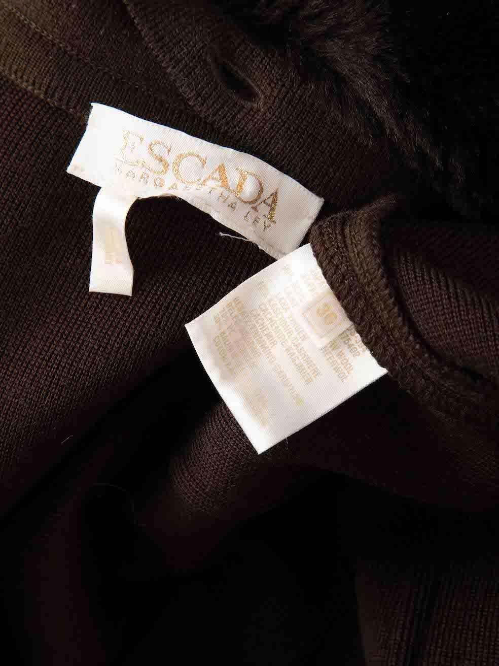 Women's Escada Brown Wool Fur Trim Zip Jacket Size S