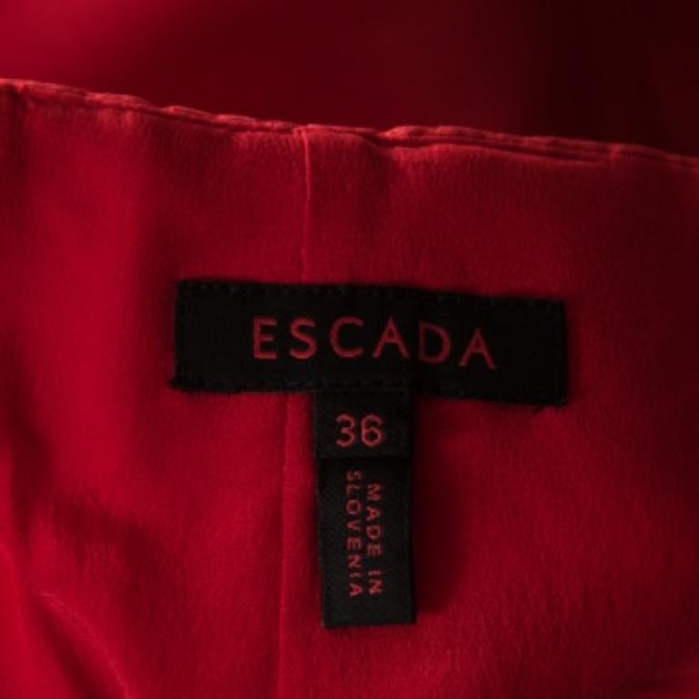 Escada Bleistiftrock aus gebrannter orangefarbener Seide M Damen im Angebot